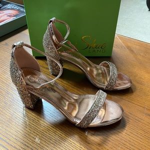 NEW Shoe Land Rose Gold Thick Heels